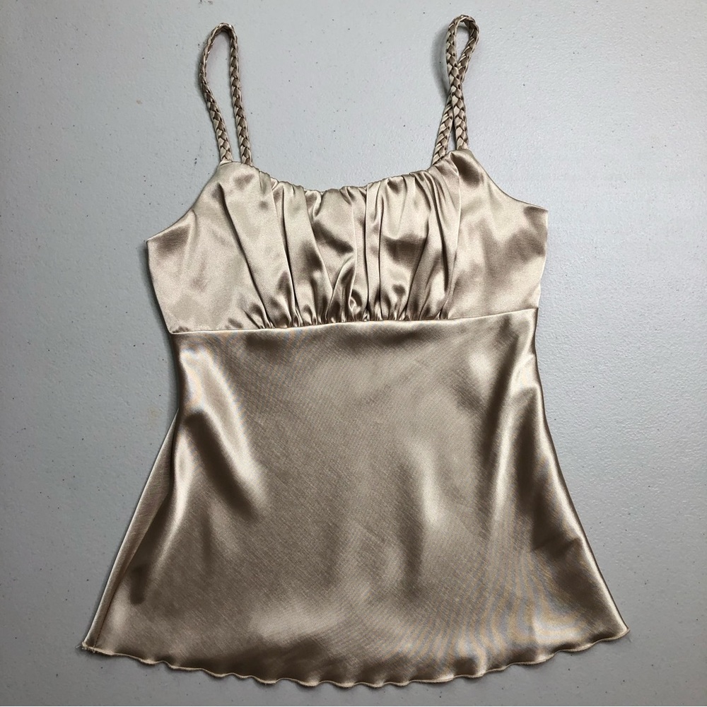 Iz Byer California Top Vintage Made in USA 90’s Braided Strap Gold Tank Top S